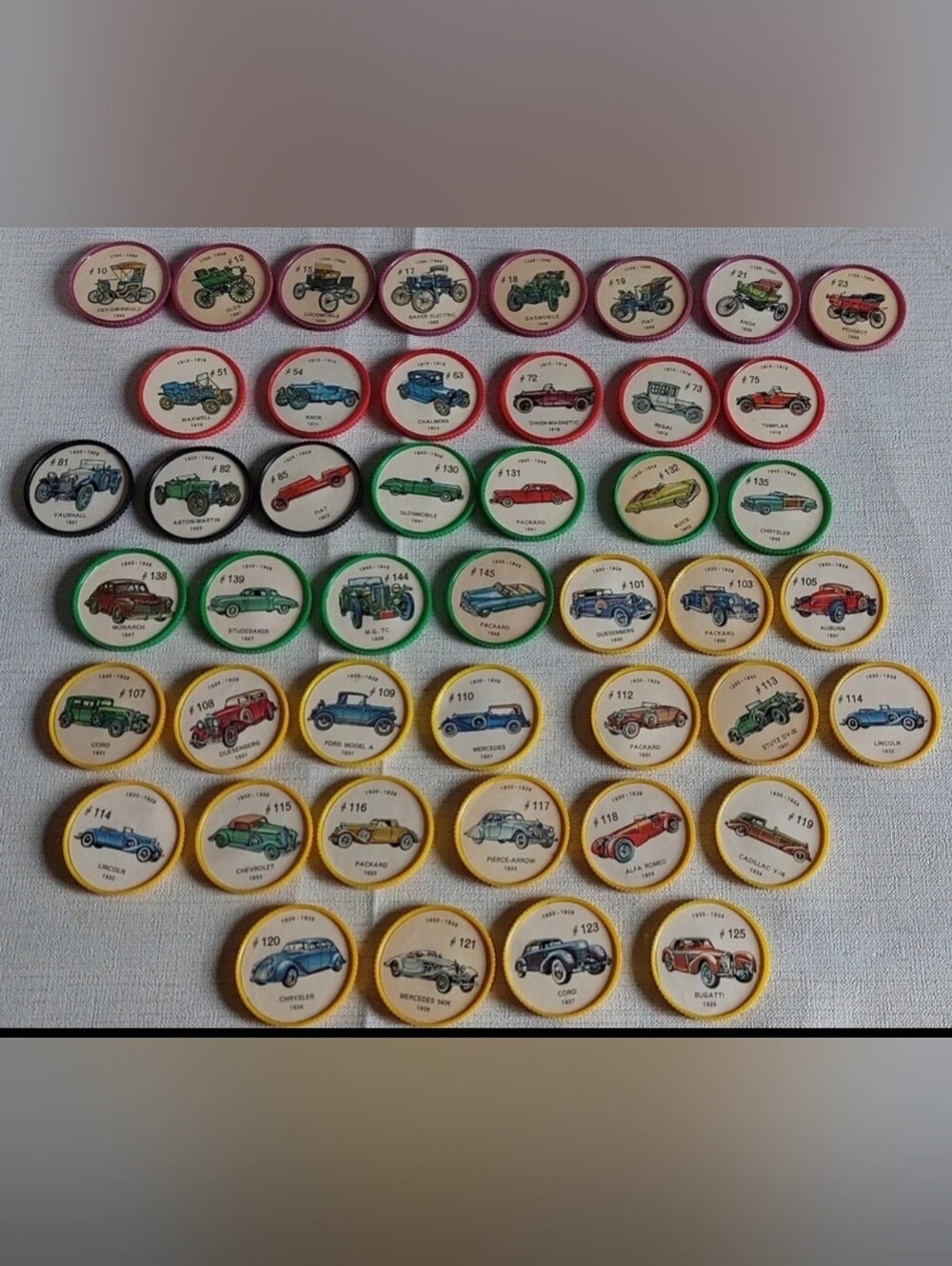 45 Vintage Jell-O Picture Wheels Coins Cars Automobiles